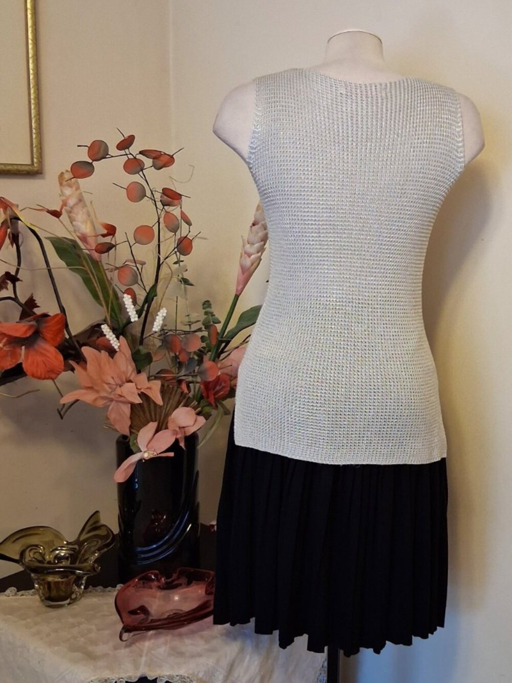 High Quality Summer Knitwear Tank Top Stretchy Silver Camisole 14 - Picture 6 of 10